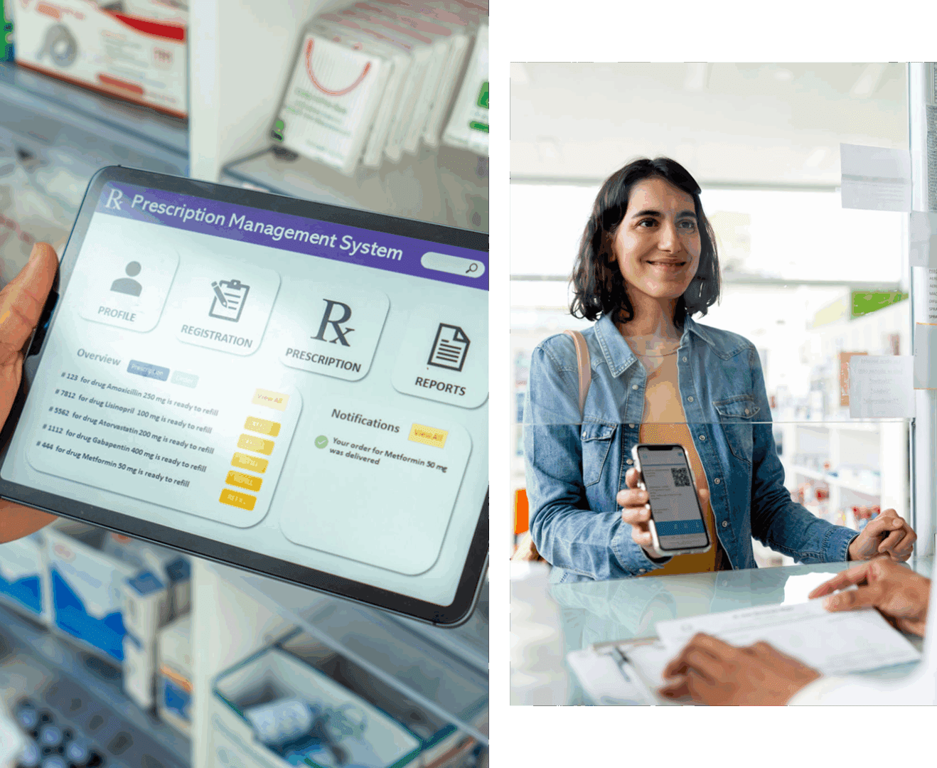 Woman using digital prescription service