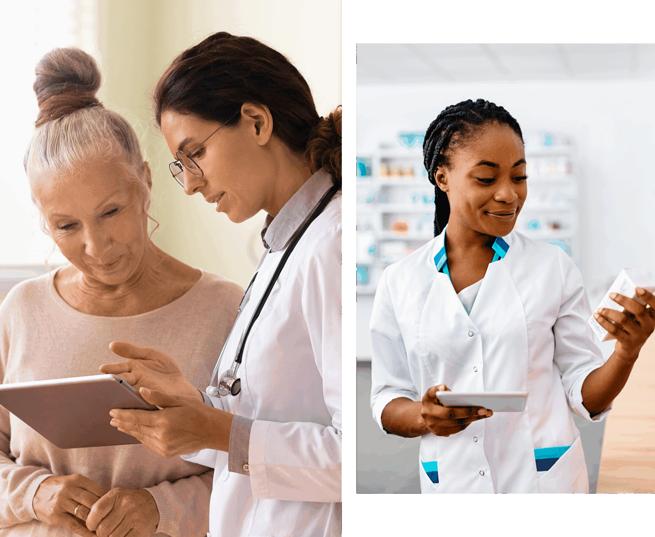 Doctor consulting patient with tablet